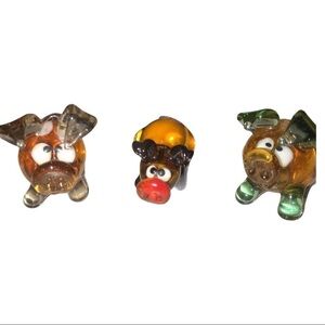 Miniature Glass Art Pigs